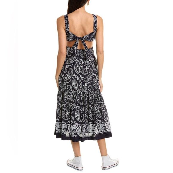 Sea New York Theodora Paisley Apron Midi Dress in Navy, NWT, Size 2 - Picture 2 of 15